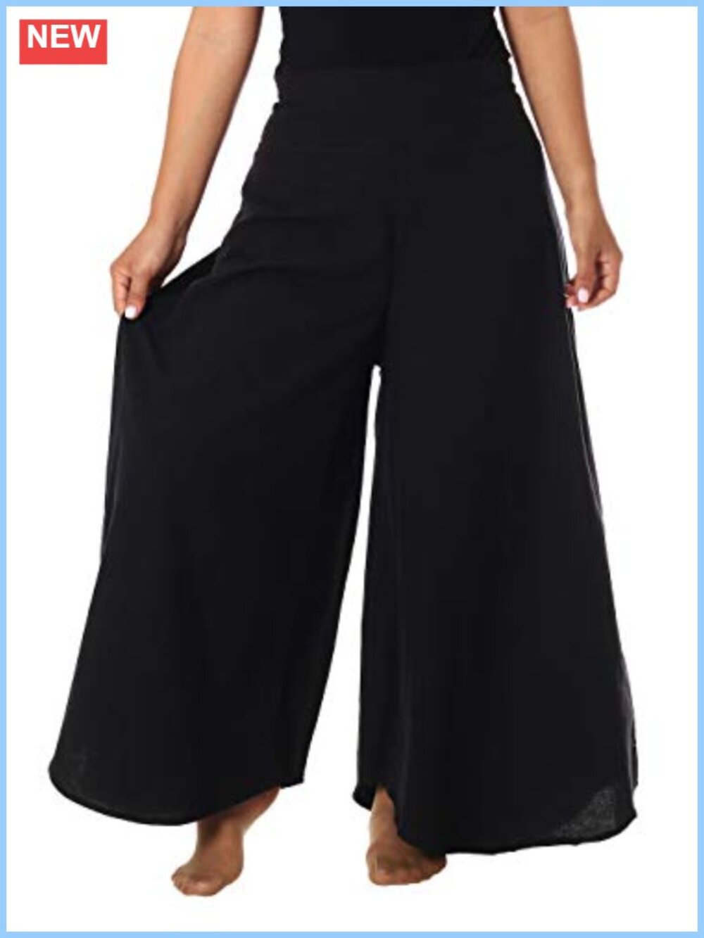 Cotton Wide Leg Palazzo Lounge Pants High Rise Elastic Waist